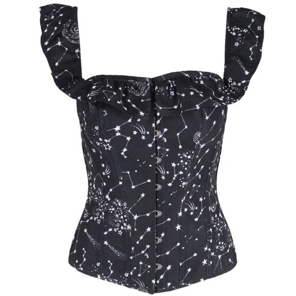 Corset Story Astronomy Print Sleeved Corset Top 8 - Picture 2 of 7